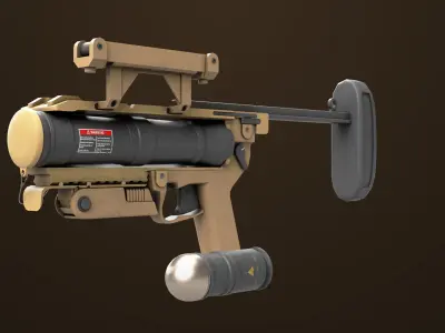Grenade Launcher 04 Brown Generic All PBR Unity UE Textures Low-poly 3D model