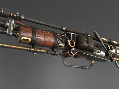 Steampunk Gun Low-poly 3D model