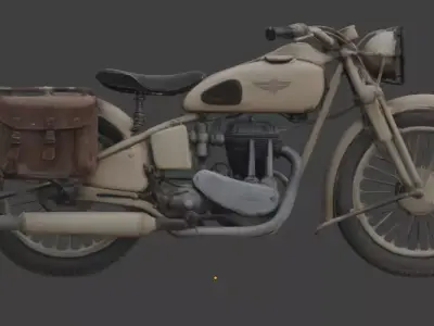 WWII Desert Military Motorcycle 3D Model Low-poly 3D model