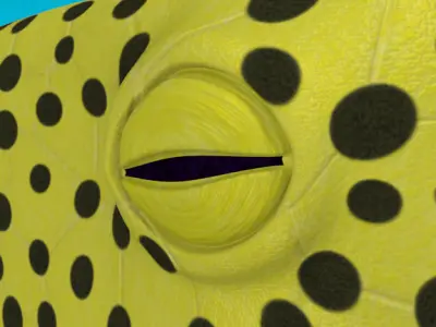 Boxfish yellow low poly Low-poly 3D model