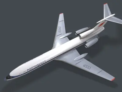 Tupolev Tu-154 USSR Animated Low-poly 3D model