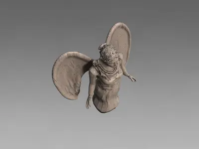 Stone angel statue Low-poly 3D model