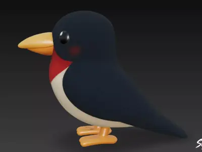 Cartoon Plush Swallow Low-poly 3D model