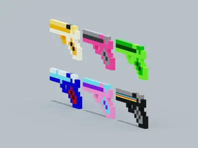 Minecraft Gun Low-poly 3D model