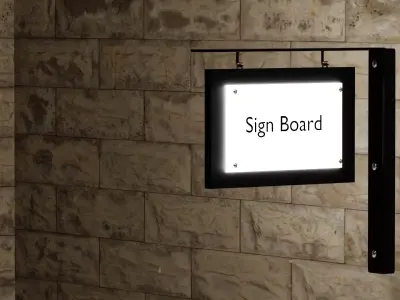 Sign Board on Wall 3D model