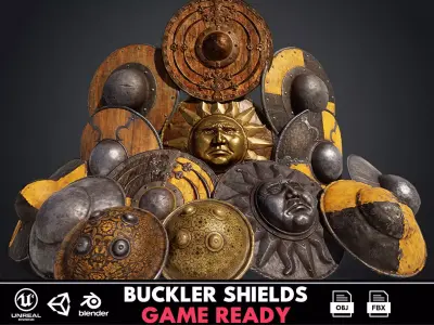Buckler Shields Low-poly 3D model