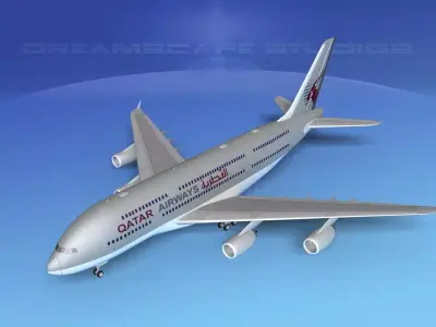Airbus A380-800 Qatar 3D model