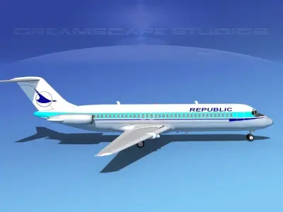 Douglas DC-9-30 Republic 3D model