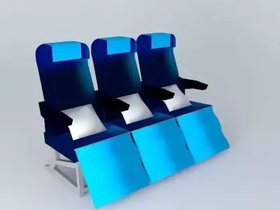 Premium Economy Class Airplane Seats Free 3D model