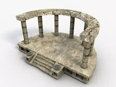 Low poly temple altar Low-poly 3D model