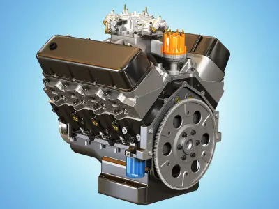 CNC-Motorsports Engine - V8 Muscle Cars Engine Low-poly 3D model