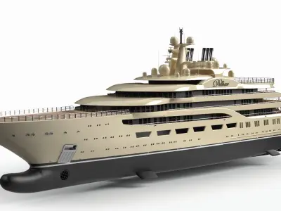 Dilbar Superyacht Night Scene 3D model
