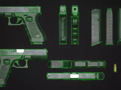 Glock 17 Pistol Low-poly 3D model