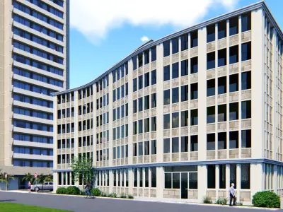 Curved Building001 Low-poly 3D model