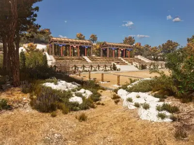 Ancient Greek Stadium Mediterranean Modular Environment Low-poly 3D model