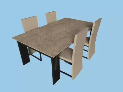 Black Wood Dinning Table - Furniture Interior Design Free low-poly 3D model