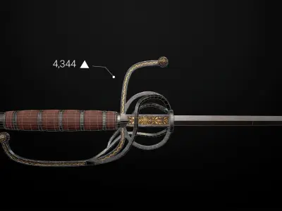 Rapier PBR Low-Poly Game Ready medieval sword Low-poly 3D model