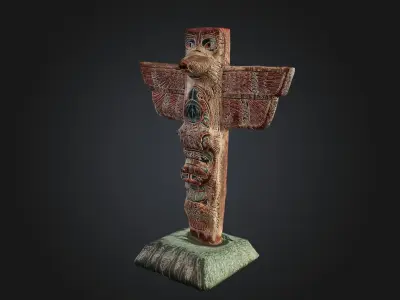 Tlingit Totem Pole - Low-poly with PBR and 2K Textures Low-poly 3D model