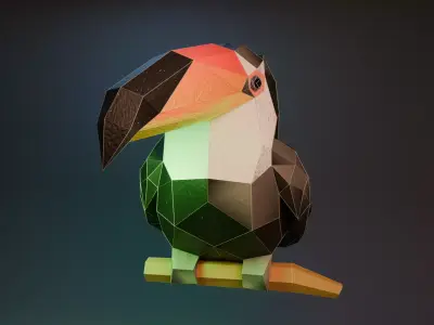 Stylized Toucan 3D Model Free low-poly 3D model