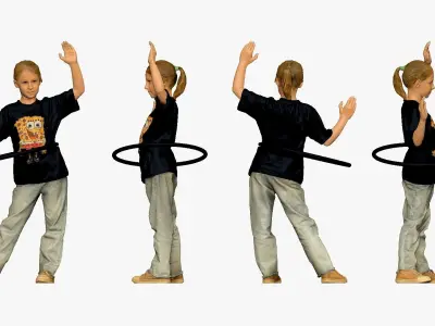 001132 junior girl with ponytail with hoop 3D model