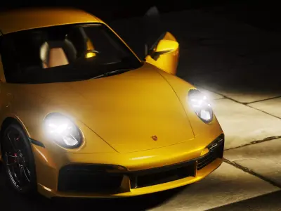 Cinematic Night Automotive Lighting Cinema 4D and Redshift 3D model
