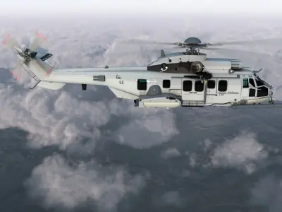 Eurocopter EC725 Caracal Tactical Transport Helicopter Rigged 4 3D model