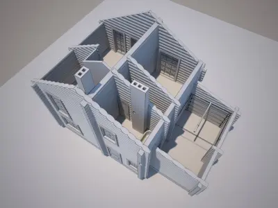 Log house wooden project Revit Max 3D model