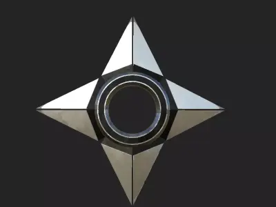 Low-Poly Shuriken metal star Free low-poly 3D model