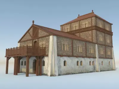 Medieval -9th century- Slavic palace - exterior - interior 3D model