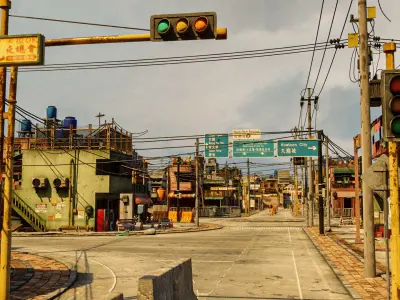 ASIAN ENVIRONMENT SCENE - HONGKONG COMPLETE 3D ASSET DEMO FILE Low-poly 3D model