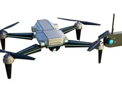 Drone SciFi with RemoteControl Low-poly 3D model