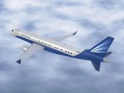 Embraer Lineage 1000 executive jet Low-poly 3D model