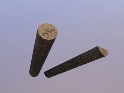 Stump pair of wooden sticks Free low-poly 3D model