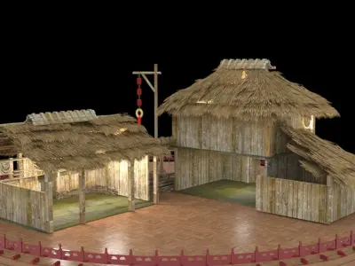 Chinese ancient cottage  house  3D model