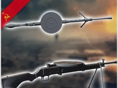 Degtyaryov DP-27 LMG light machine gun 10 - Soviet army WW2 Seco 3D print model