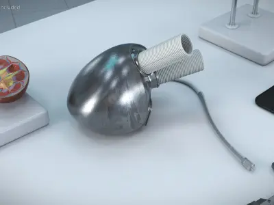 Implantable Heart Replacement Device with Rigid Housing 3D model