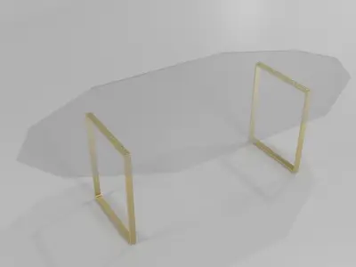 Interior furniture Table -Tavolo - Glass and Gold  Free low-poly 3D model