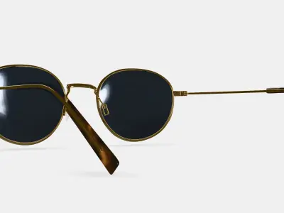 Rafael Sunglasses in Polished Gold 3D model