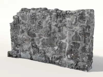 Old castle wall part H Low-poly 3D model