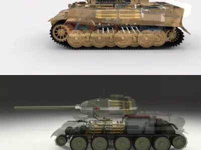 T34-85 Tiger Tank Late Pack with Interior and Engine Bay 3D model