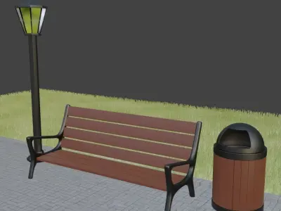 Park Assets Stylized Low-poly 3D model