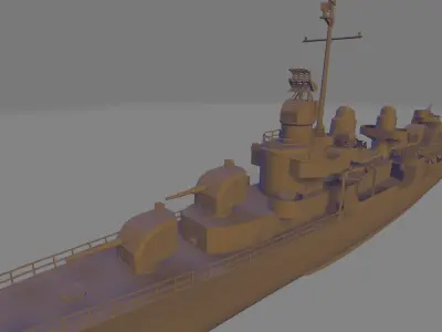 Uss fletcher DD 445 battleship 3D print model