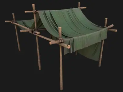 Military Medical Tent Camp Low-poly 3D model