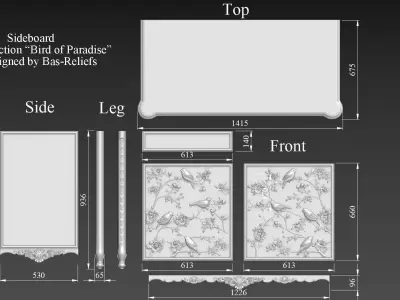 Sideboard Cabinet 3D Model for CNC 3D model