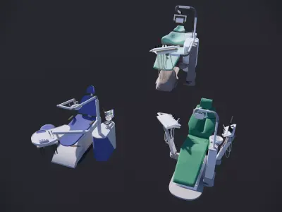 3D Model Dental Chair Equipment Set Low-poly 3D model