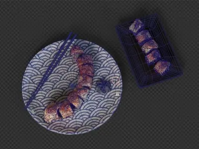 Rainbow Roll Sushi - Scene Prop 3D model