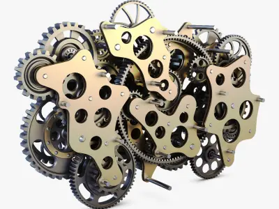 Gear Mechanism Low Poly v 1 Low-poly 3D model