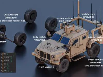 JLTV Oshkosh Crows Kongsberg Low-poly 3D model