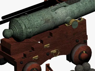 English Naval Gun XVIII Century 3D model