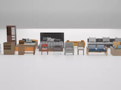 Furniture Set Of 14 3D model